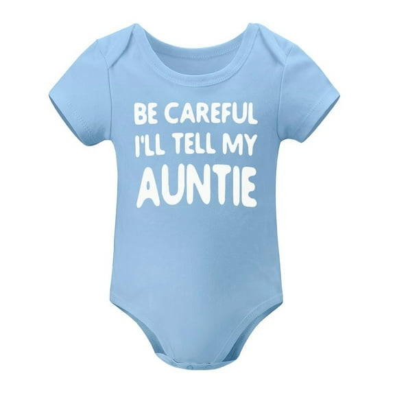 Be Careful I'll Tell My Auntie - Baby Clothes - Funny Newborn Bodysuit Outfits for Boys And Girls Sky Blue-style 3months