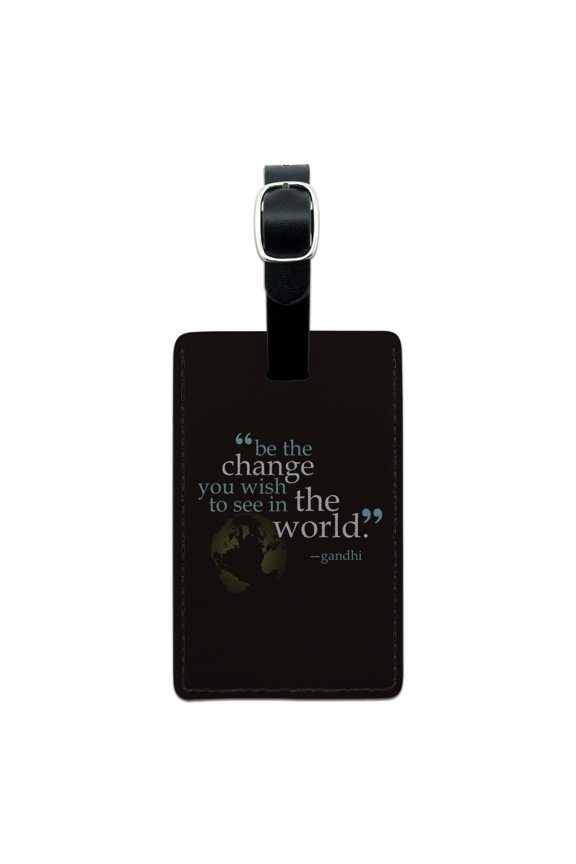 Be Change You Wish To See Quote Gandhi Rectangle Leather Luggage Card ID Tag