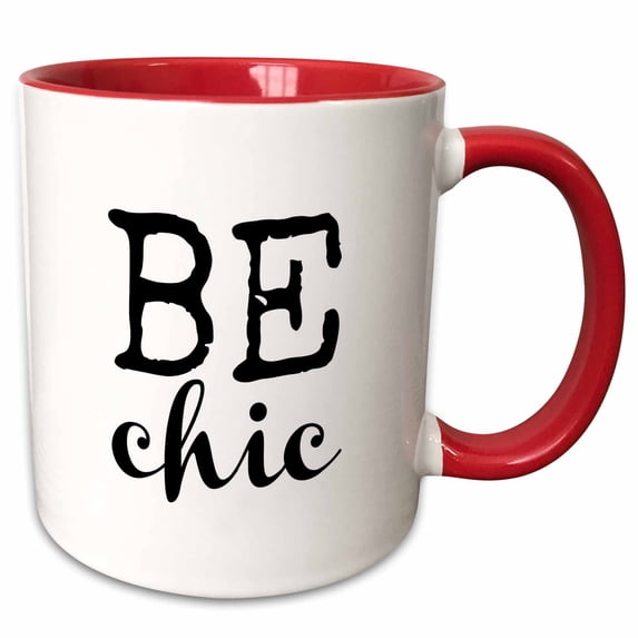 3drose, Be Chic, White Background, 15oz Two-tone Red Mug