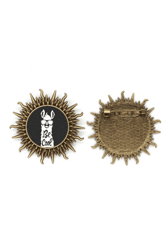 Be Cool Alpaca Black White Quote Metall Sonne Brosche Haken Pin