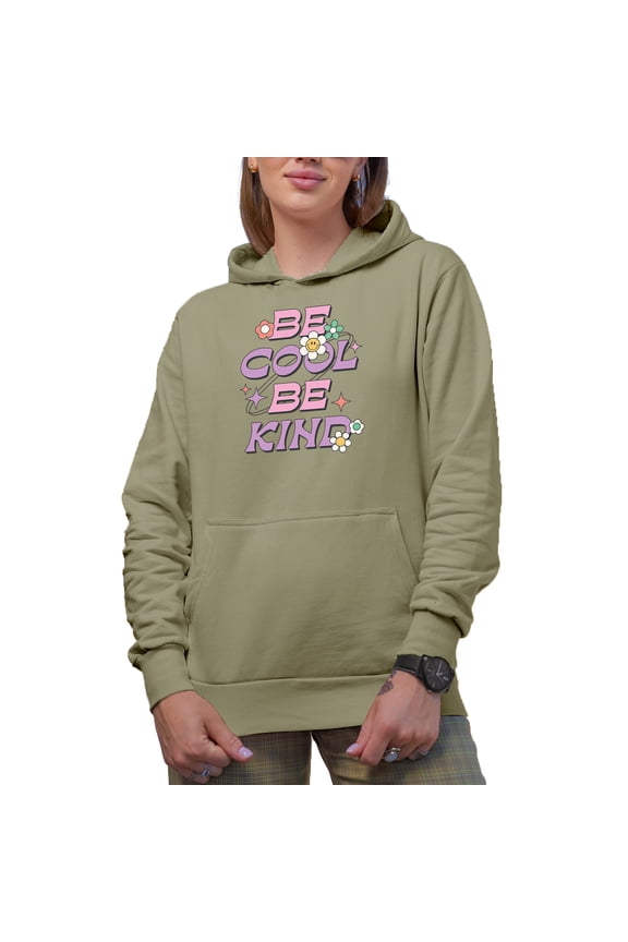 Be Cool, Be Kind Quote, Retro Art Merch Gift, Sand Hooded Sweatshirt or Hoodie, 3XL