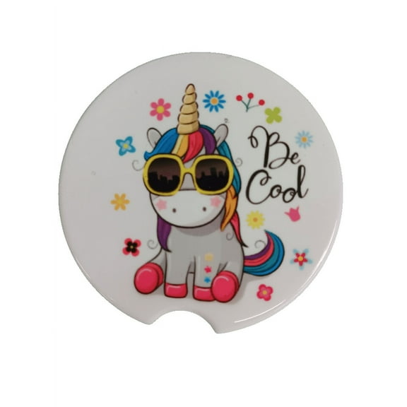 Be Cool and Colorful Unicorn Ceramic Car Coaster Set 2.56" (2 Pack)