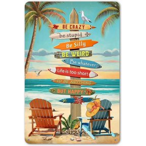 Be Crazy Be Stupid Be Silly Be Whatever Life is Too Short to Anything But Happy Metal Sign Art Wall Tin Sign 8x12Inch