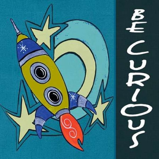Be Curious Space Rocket Canvas Art - Shanni Welsh (24 x 24)