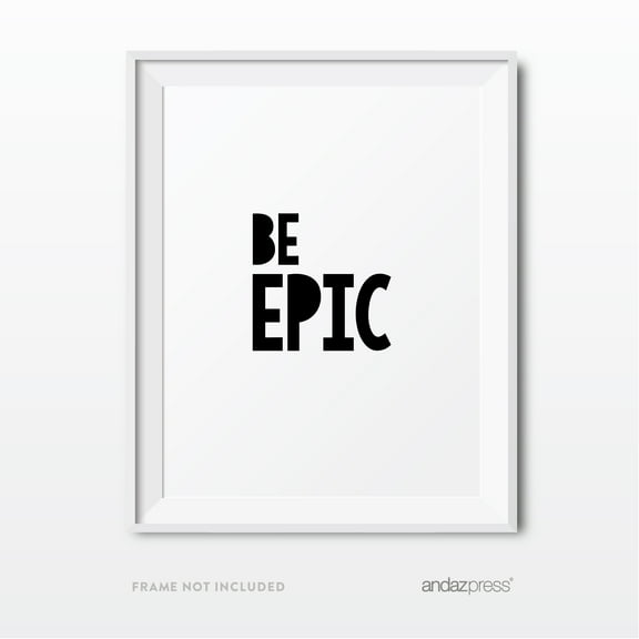 Be Epic, Be Awesome Black Nursery Kids Room Wall Art, Modern Black and White, 2-Pack
