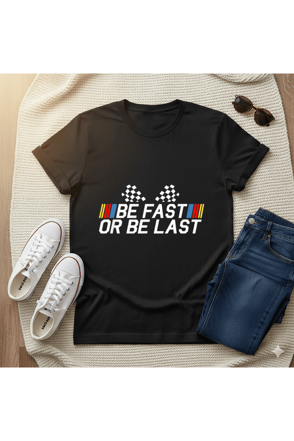 Be Fast Or Be Last Funny Drag Racing Race Car Driver Unisex T-Shirt, up to Size 5XL