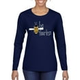 thumbnail image 1 of Be Fearless Buzzing Bee Pop Culture Womens Graphic Long Sleeve T-Shirt, Navy, Medium, 1 of 3