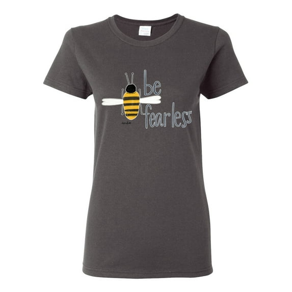 Be Fearless Buzzing Bee Pop Culture Womens Graphic T-Shirt, Charcoal, Medium