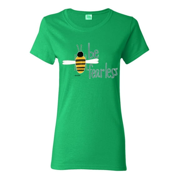 Be Fearless Buzzing Bee Pop Culture Womens Graphic T-Shirt, Kelly, Small