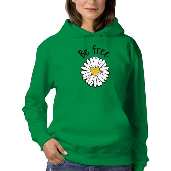 Be Free Heart Daisy Hoodie Women -Image by Shutterstock, Female Small