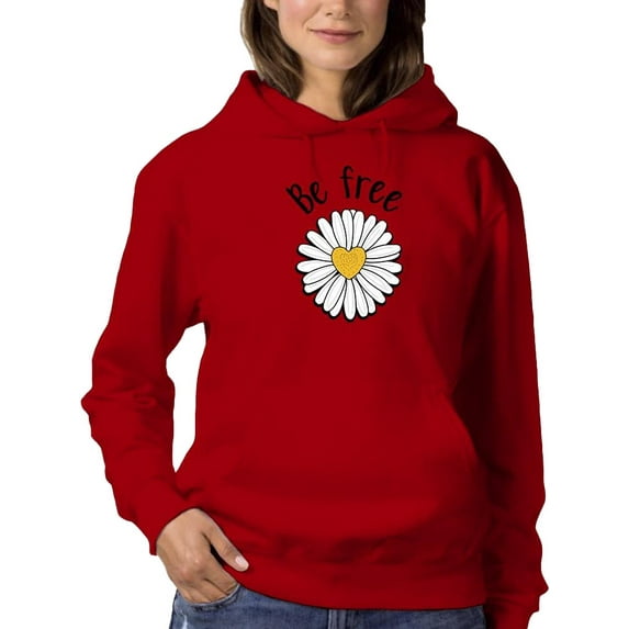 Be Free Heart Daisy Hoodie Women -Image by Shutterstock, Female x-Large