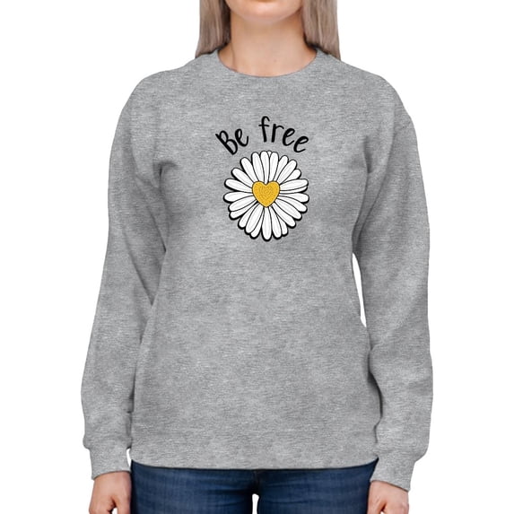 Be Free Heart Daisy Sweatshirt Women -Image by Shutterstock, Female Large