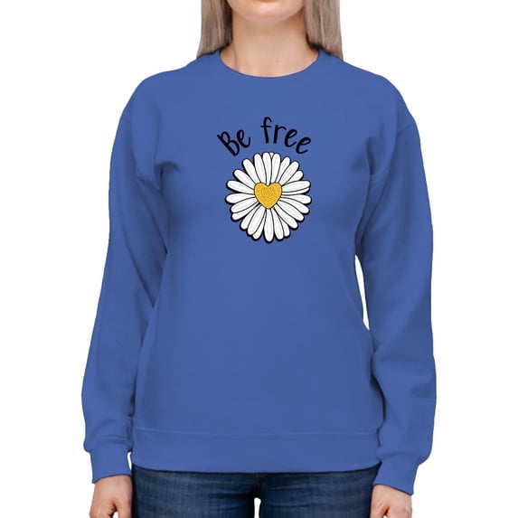 Be Free Heart Daisy Sweatshirt Women - Women Sweatshirt, Large