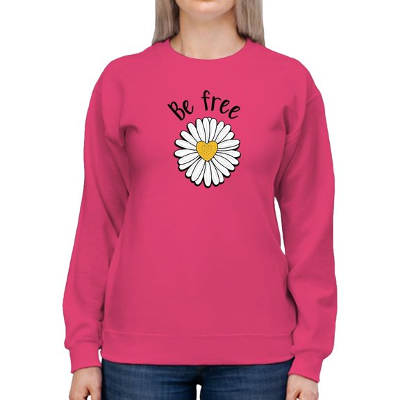 Be Free Heart Daisy Sweatshirt Women -Image by Shutterstock, Female Small