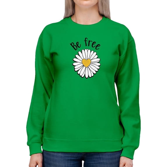 Be Free Heart Daisy Sweatshirt Women -Image by Shutterstock, Female x-Large