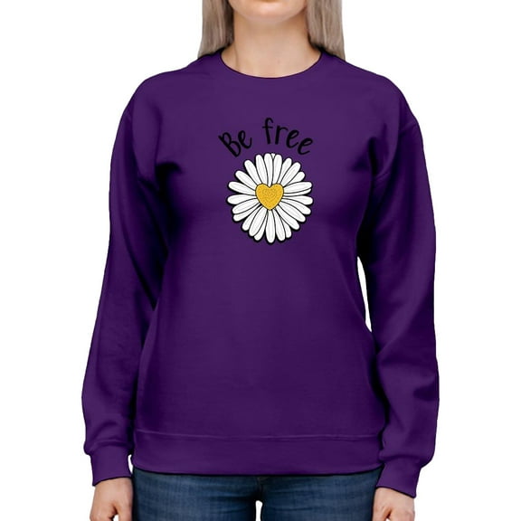 Be Free Heart Daisy Sweatshirt Women -Image by Shutterstock, Female x-Large