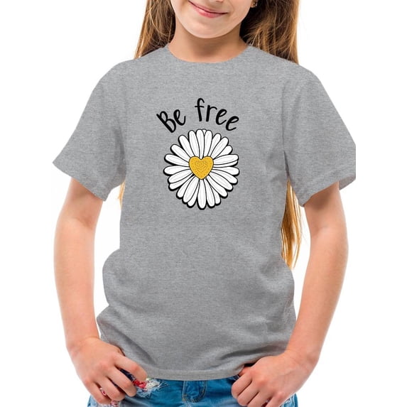 Be Free Heart Daisy T-Shirt Juniors -Image by Shutterstock, Medium