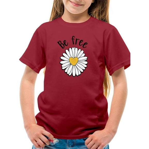 Be Free Heart Daisy T-Shirt Juniors -Image by Shutterstock,  Medium