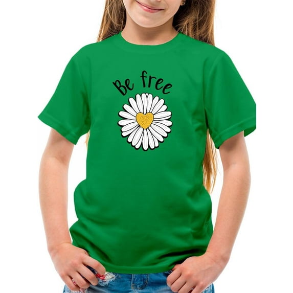 Be Free Heart Daisy T-Shirt Juniors -Image by Shutterstock, x-Large