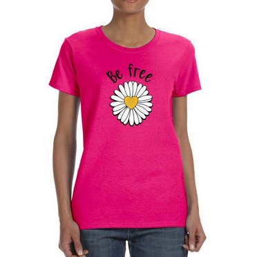 Be Free Heart Daisy T-Shirt Women -Image by Shutterstock, Female Large