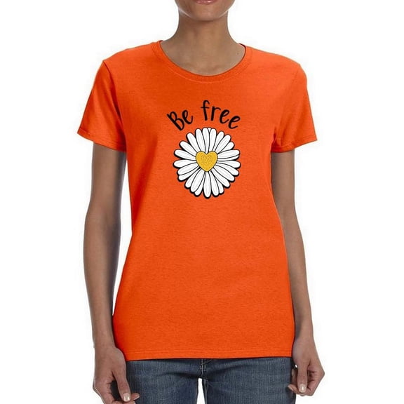 Be Free Heart Daisy T-Shirt Women -Image by Shutterstock, Female Large