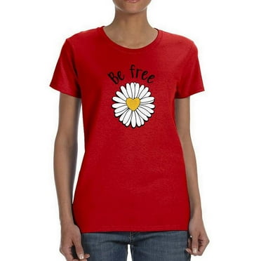 Be Free Heart Daisy T-Shirt Women -Image by Shutterstock, Female Medium