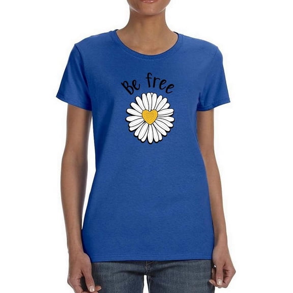 Be Free Heart Daisy T-Shirt Women -Image by Shutterstock, Female Medium
