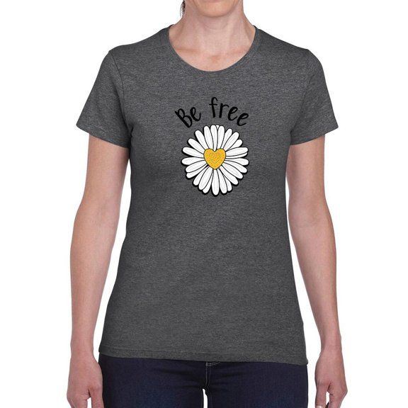 Be Free Heart Daisy T-Shirt Women -Image by Shutterstock, Female Small
