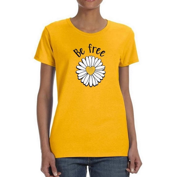 Be Free Heart Daisy T-Shirt Women -Image by Shutterstock, Female XX-Large