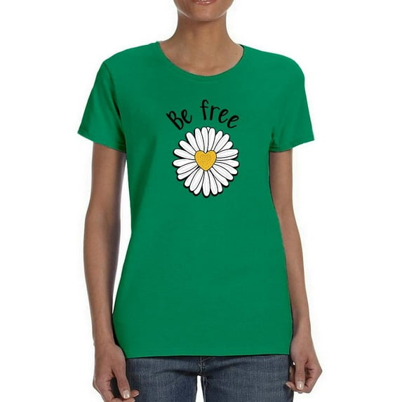 Be Free Heart Daisy T-Shirt Women -Image by Shutterstock, Female x-Large