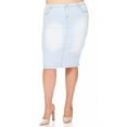 thumbnail image 1 of Be-Girl Women Plus Size Light Wash Denim Midi Skirt, Distressed Detail, Knee Length - SG-79006, 1 of 5