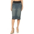 thumbnail image 1 of Be-Girl Women's Denim Maternity Midi Skirt Lycra Rib Elastic Waistband Vintage Wash - SG-77511, 1 of 6