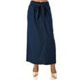 thumbnail image 1 of Be-Girl Women's Denim Maxi Skirt with Belt, Dark Blue, Long A-Line, Elastic Waist, Casual - SG-89462, 1 of 6