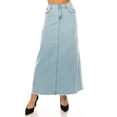 thumbnail image 1 of Be-Girl Women's Light Blue Denim Maxi Skirt, A-Line, Frayed Hem - SG-89246, 1 of 6