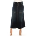 thumbnail image 1 of Be-Girl Women's Plus Long Denim Skirt, A-Line Maxi Length, Contrast Stitching - SG-87984, 1 of 5