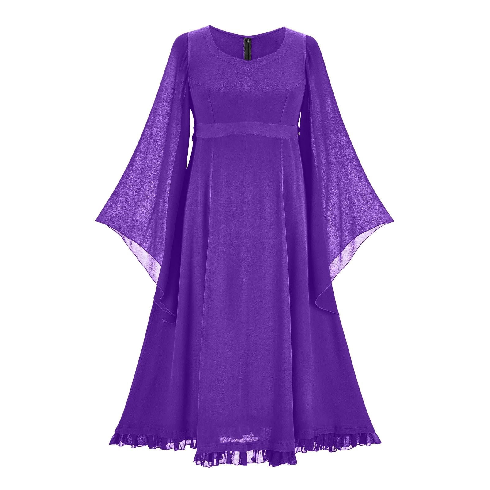 CHARMMA Rose GAL Women's Plus Size Gothic Dress – Cold Shoulder Butterfly Sleeve Halloween Outfit - View #8