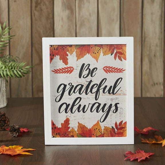 VHC Brands Be Grateful Always Fall Leaves Wall Sign 12x10, Holiday Wall and Door Decoration, Decor for Thanksgiving