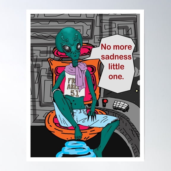 Be Happy Alien Poster Wall Art, Modern Wall Decor For Living Room Bedroom, 24x36 UNFRAMED