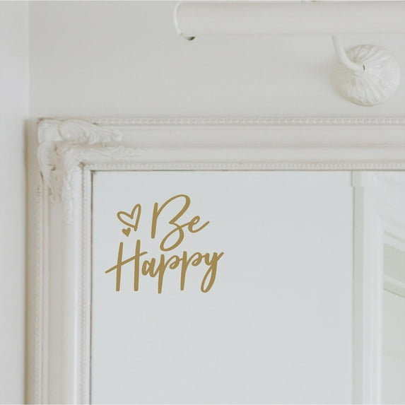Be Happy Cursive Motivational Quote Vinyl Lettering Decal Sticker Do Good Positive Decals Cars and Wall Stickers - Size: 3.5"H x 4"L - Color: Metallic Gold