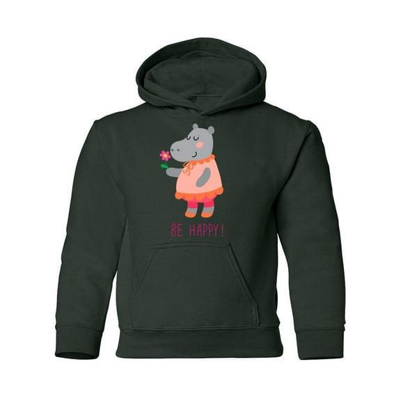Be Happy! Hippo Hoodie Juniors -Image by Shutterstock,  x-Large