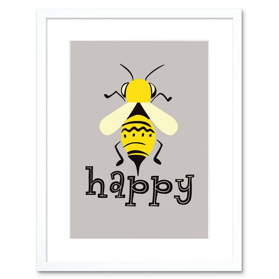 Be Happy Riddle Bee Framed Wall Art Print