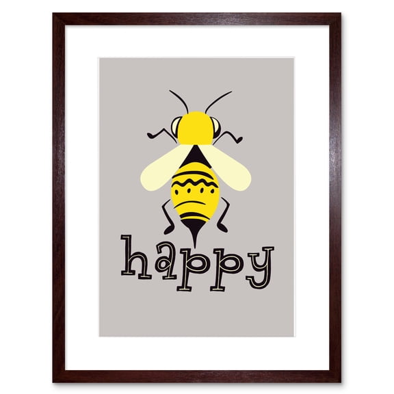 Be Happy Riddle Bee Framed Wall Art Print