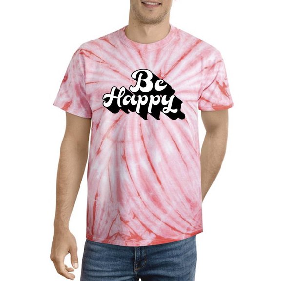 Be Happy Slogan Retro Style. Tie Dye Cyclone Men - Men , Small