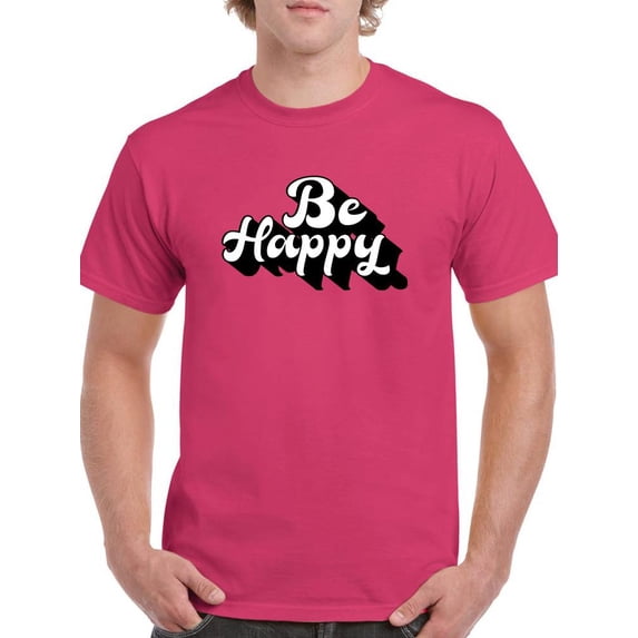 Be Happy Slogan T-Shirt Men -Image by Shutterstock, Male Large