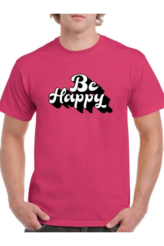 Be Happy Slogan T-Shirt Men -Image by Shutterstock, Male x-Large