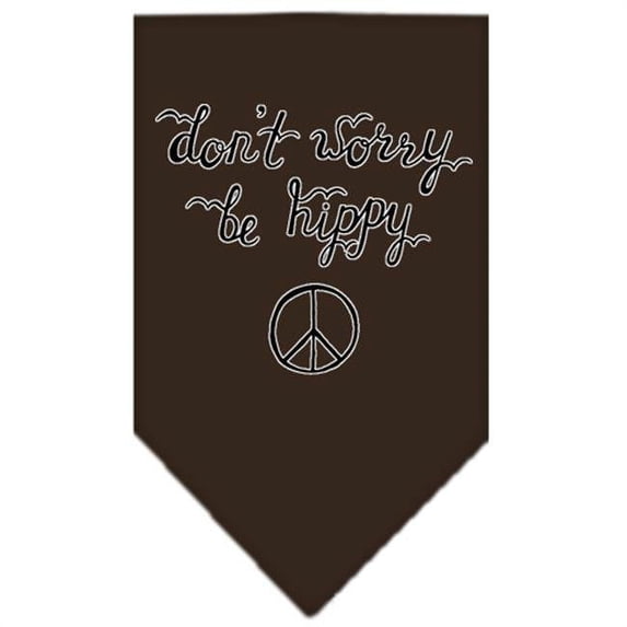 Be Hippy Screen Print Bandana, Cocoa - Small