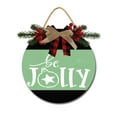 thumbnail image 1 of Be Jolly Sign Front Door Porch Decorations, Round Rustic Wood Hanging Sign for Farmhouse Porch Outdoor Home Holiday Front Door Sign Decor, 1 of 7