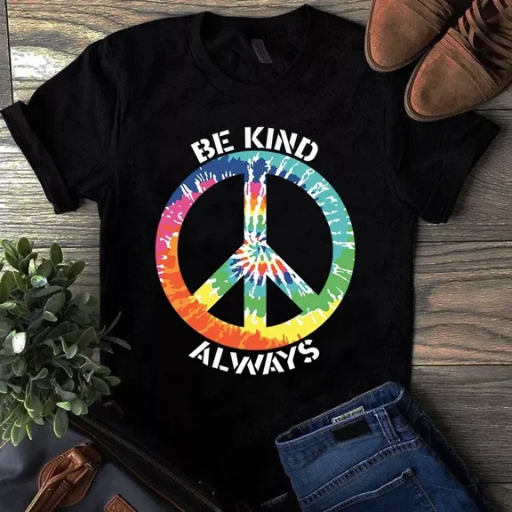 Be Kind Always The Tie Dye Hippie Sign Themed For A Free Unisex T-Shirt, up to 5XL