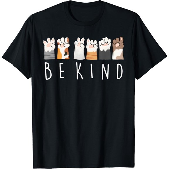 Be Kind Asl Sign Language Kindness Cat Paws Finger Signs T-Shirt