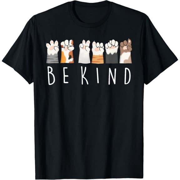 Be Kind Asl Sign Language Kindness Cat Paws Finger Signs Version Three T-Shirt